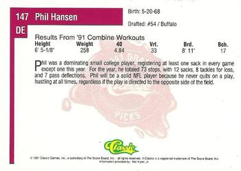 1991 Classic Four Sport #147 Phil Hansen Back