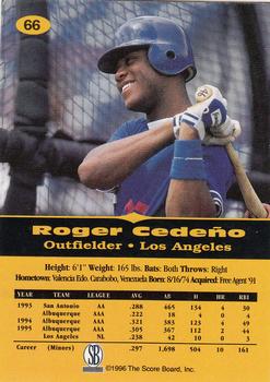 1996-97 Score Board All Sport PPF #66 Roger Cedeno Back