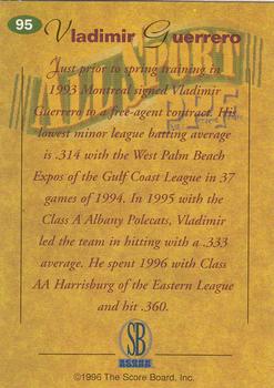 1996-97 Score Board All Sport PPF #95 Vladimir Guerrero Back