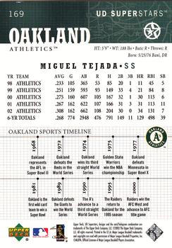 2002-03 UD SuperStars #169 Miguel Tejada Back