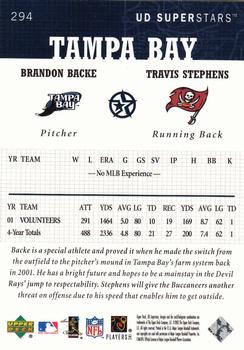 2002-03 UD SuperStars #294 Brandon Backe / Travis Stephens Back