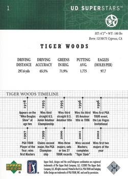 2002-03 UD SuperStars #1 Tiger Woods Back