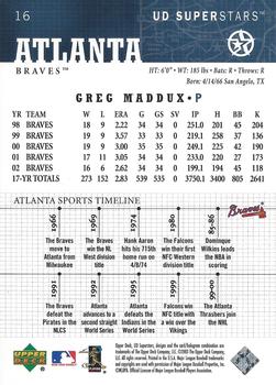 2002-03 UD SuperStars #16 Greg Maddux Back
