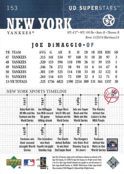 2002-03 UD SuperStars #153 Joe DiMaggio Back