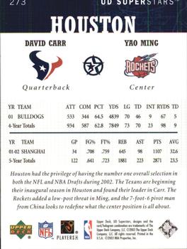 2002-03 UD SuperStars #273 David Carr / Yao Ming Back