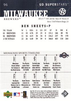 2002-03 UD SuperStars #96 Ben Sheets Back