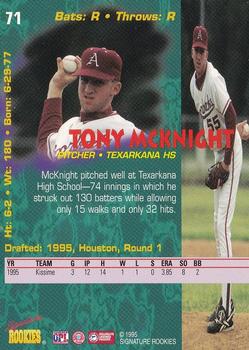 1995 Signature Rookies Tetrad #71 Tony McKnight Back