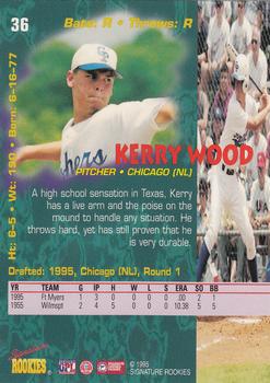 1995 Signature Rookies Tetrad #36 Kerry Wood Back