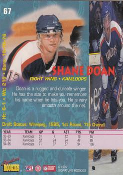 1995 Signature Rookies Tetrad #67 Shane Doan Back