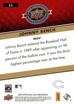 2009 Upper Deck 20th Anniversary #11 Johnny Bench Back