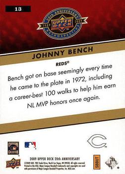2009 Upper Deck 20th Anniversary #13 Johnny Bench Back