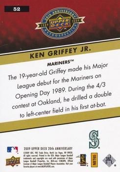 2009 Upper Deck 20th Anniversary #52 Ken Griffey Jr. Back