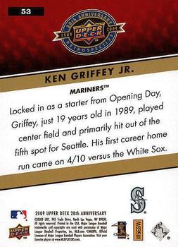 2009 Upper Deck 20th Anniversary #53 Ken Griffey Jr. Back