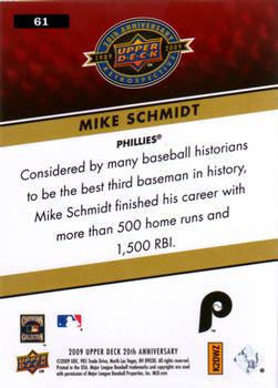 2009 Upper Deck 20th Anniversary #61 Mike Schmidt Back