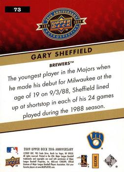 2009 Upper Deck 20th Anniversary #73 Gary Sheffield Back