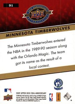 2009 Upper Deck 20th Anniversary #91 Minnesota Timberwolves Back