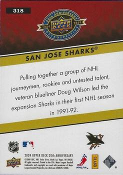 2009 Upper Deck 20th Anniversary #318 San Jose Sharks Back