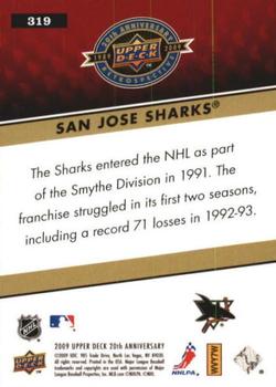 2009 Upper Deck 20th Anniversary #319 San Jose Sharks Back