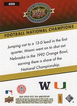2009 Upper Deck 20th Anniversary #499 Football National Champions Back
