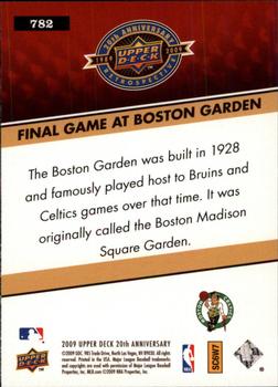 2009 Upper Deck 20th Anniversary #782 Final Game at Boston Garden Back