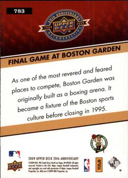 2009 Upper Deck 20th Anniversary #783 Final Game at Boston Garden Back