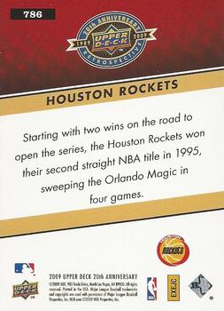 2009 Upper Deck 20th Anniversary #786 Houston Rockets Back