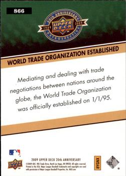 2009 Upper Deck 20th Anniversary #866 World Trade Organization established Back