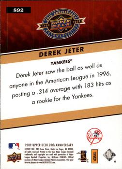 2009 Upper Deck 20th Anniversary #892 Derek Jeter Back