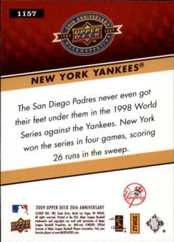 2009 Upper Deck 20th Anniversary #1157 New York Yankees Back