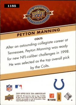 2009 Upper Deck 20th Anniversary #1185 Peyton Manning Back