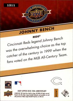 2009 Upper Deck 20th Anniversary #1311 Johnny Bench Back