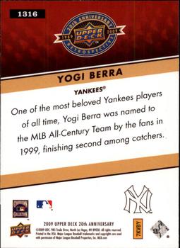 2009 Upper Deck 20th Anniversary #1316 Yogi Berra Back