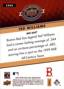 2009 Upper Deck 20th Anniversary #1344 Ted Williams Back