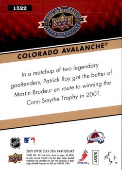 2009 Upper Deck 20th Anniversary #1522 Colorado Avalanche Back