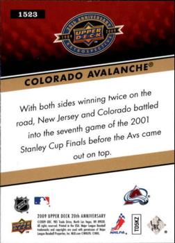 2009 Upper Deck 20th Anniversary #1523 Colorado Avalanche Back