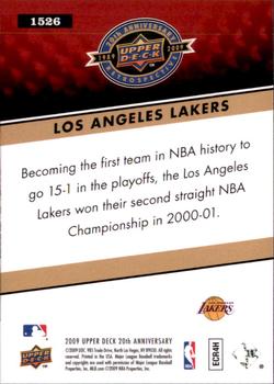 2009 Upper Deck 20th Anniversary #1526 Los Angeles Lakers Back