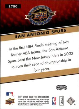 2009 Upper Deck 20th Anniversary #1790 San Antonio Spurs Back