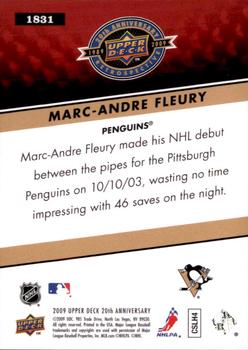 2009 Upper Deck 20th Anniversary #1831 Marc-Andre Fleury Back