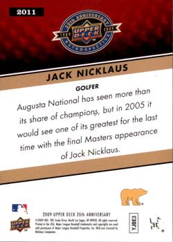 2009 Upper Deck 20th Anniversary #2011 Jack Nicklaus Back