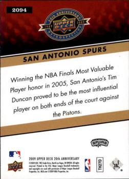 2009 Upper Deck 20th Anniversary #2094 San Antonio Spurs Back