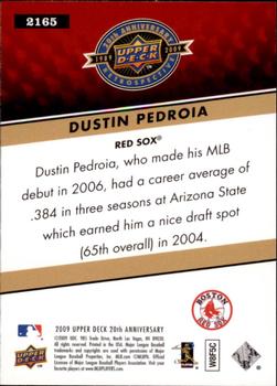 2009 Upper Deck 20th Anniversary #2165 Dustin Pedroia Back