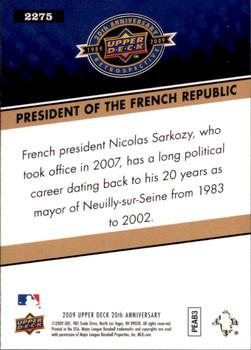 2009 Upper Deck 20th Anniversary #2275 Nicolas Sarkozy Back