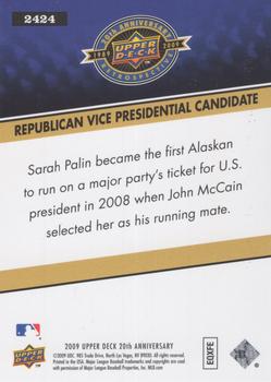 2009 Upper Deck 20th Anniversary #2424 Sarah Palin Back
