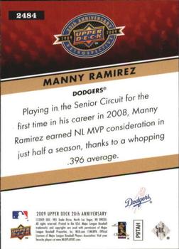 2009 Upper Deck 20th Anniversary #2484 Manny Ramirez Back