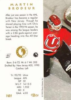 1993-94 Classic Images Four Sport #101 Martin Brodeur Back