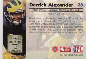 1994 Signature Rookies Gold Standard #28 Derrick Alexander Back