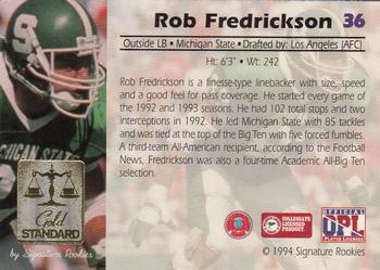 1994 Signature Rookies Gold Standard #36 Rob Fredrickson Back