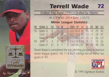 1994 Signature Rookies Gold Standard #72 Terrell Wade Back