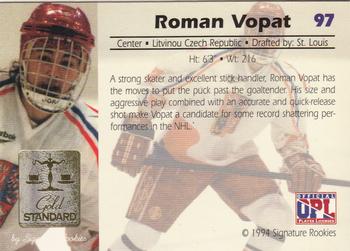 1994 Signature Rookies Gold Standard #97 Roman Vopat Back