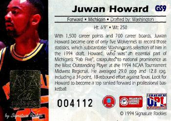 1994 Signature Rookies Gold Standard - Gold Signature #GS9 Juwan Howard Back
